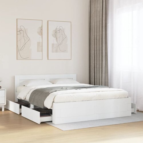 Furnova Posteljni okvir z vzglavjem bel 150x200 cm inženirski les, (21940796) Slike