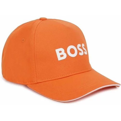 Boss Otroška bombažna kapa oranžna barva