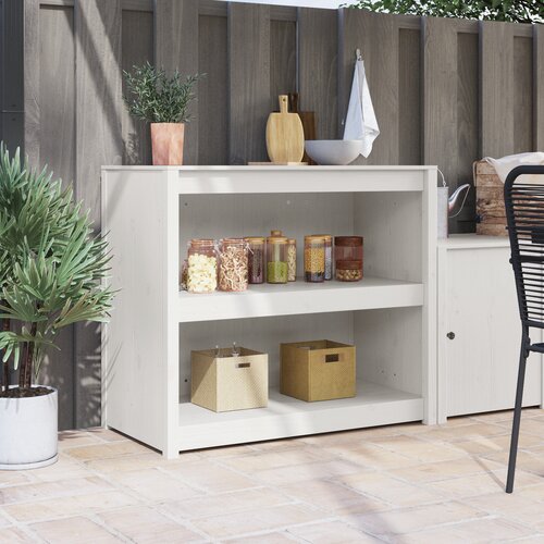 VidaXL zunanja kuhinjska omara bela 106x55x92 cm iz trdnega bora Slike