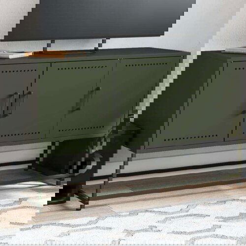 vidaXL TV ormarić maslinastozeleni 100,5x39x60,5 cm čelični Cene