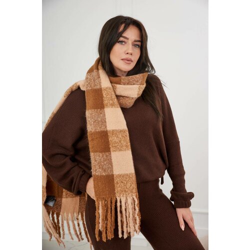 Kesi 6073 Women's camel scarf + beige Slike
