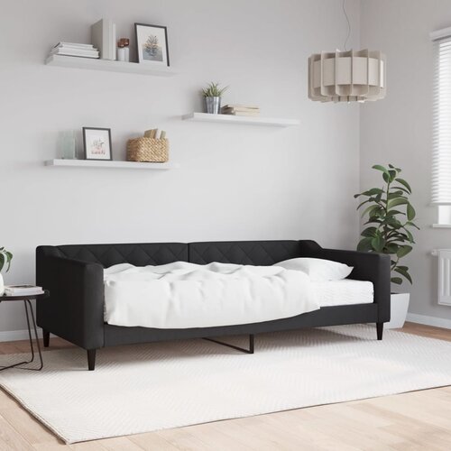  Dnevni krevet s madracem crni 90 x 200 cm od tkanine Cijene