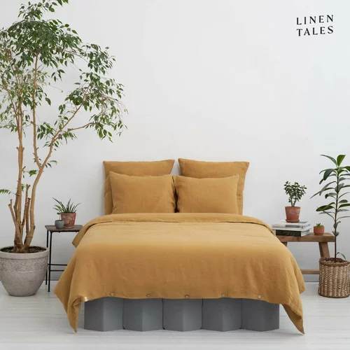 Linen Tales Gorčično rumena posteljnina za zakonsko posteljo iz konopljinih vlaken 200x220 cm – Linen Tales