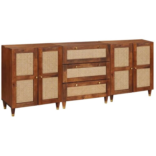 vidaXL Set komoda 3 pcs Smeđa 180 x 33 x 75 cm Čvrsto drvo manga Cijene