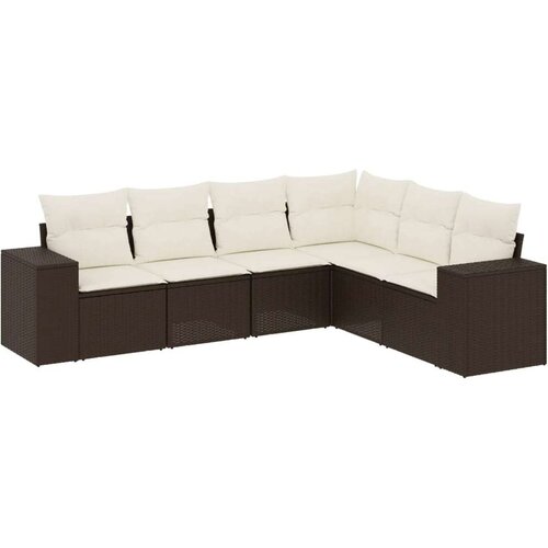 VidaXL 6-dijelni set vrtnih sofa od poliratana s jastucima smeđi Slike