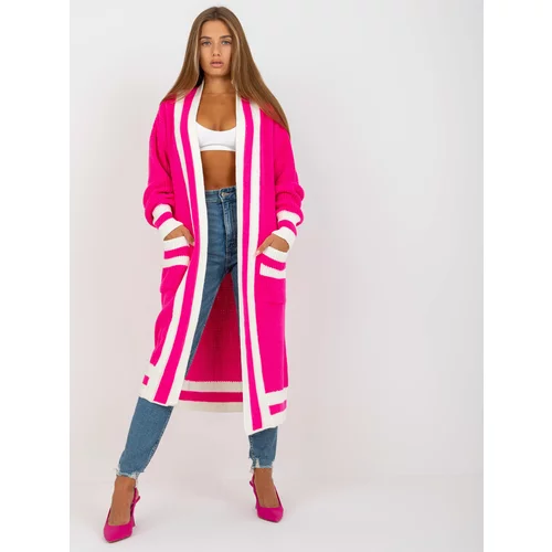 Fashion Hunters Fluo pink loose cardigan without fastening RUE PARIS