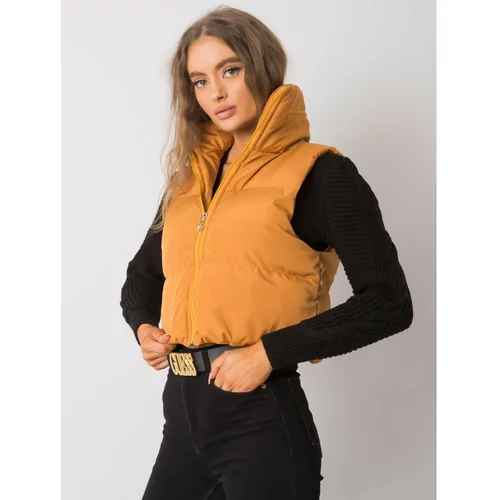 Fashion Hunters Dark yellow vest with a hood