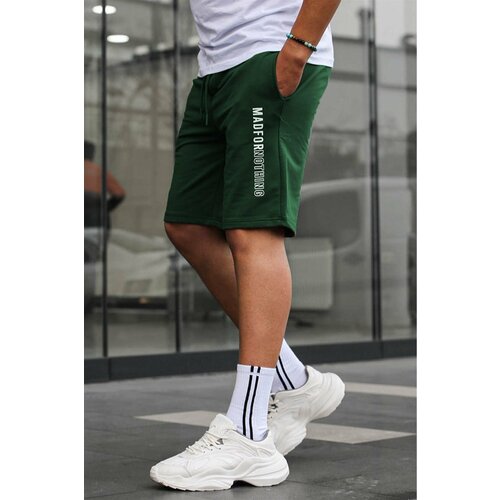 Madmext Green Men's Printed Capri Shorts 5403 Cene
