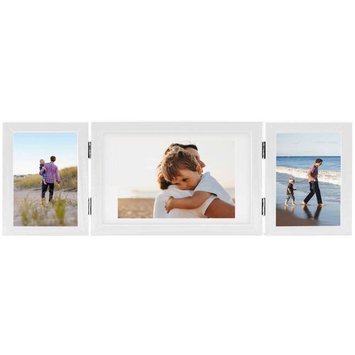 VidaXL Trodijelni okvir za fotografije bijeli 28x18 cm + 2x (13x18 cm) Slike