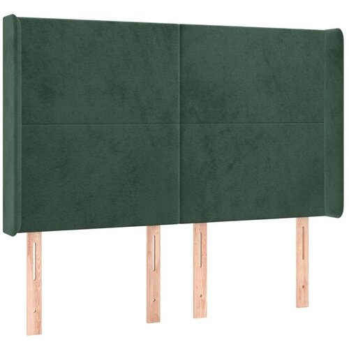  Uzglavlje s u&amp;scaron;ima tamnozeleni 147x16x118/128 cm bar&amp;scaron;unasti Slike