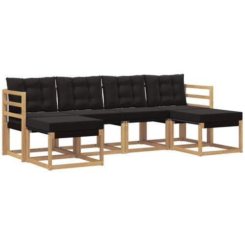 vidaXL Zunanja garnitura za sedenje z blazino 6 pcs Bela in črna, (5000281047) Cene