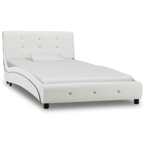 VidaXL Posteljni okvir belo umetno usnje 90x200 cm Slike