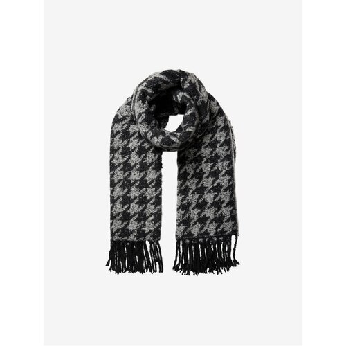 Pieces Grey-Black Patterned Scarf Pyron - Women Cene