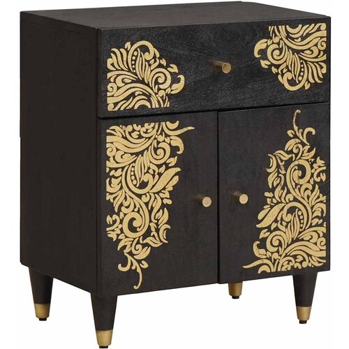 VidaXL Ormarić s vratima Crna 50 x 33 x 60 cm Čvrsto drvo manga Slike