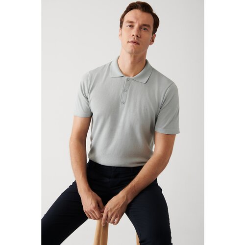 Avva Men's Gray Cotton Polo Neck Standard Fit Normal Cut Fine Knitwear T-shirt Slike