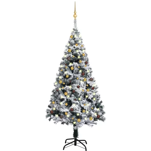 vidaXL umjetno božićno drvce LED s kuglicama zeleno 180 cm PVC