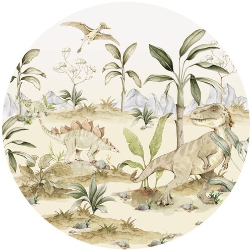 Dekornik Dječja naljepnica za zid 150x150 cm Dino World in a Circle &amp;ndash; Slike