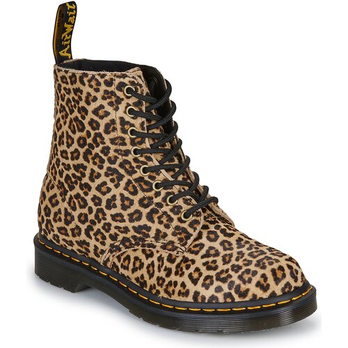 Dr. Martens 1460 Pascal Light Tan Mini Leopard Spot Hair On Crna Slike