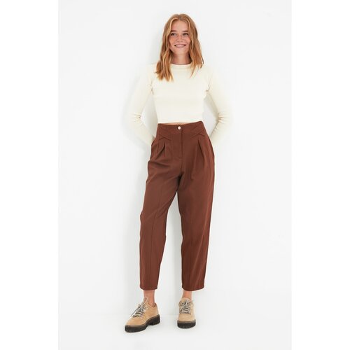 Trendyol Brown Striped Trousers Slike