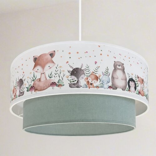  Brilagi- LED dečji luster na sajli BOBO 1xE27/10W/230V prečnik 40 cm bela/zelena/sa motivom životinja Slike