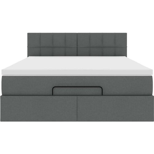 VidaXL Otomanski krevet s madracem i LED tamnosivi 140x190 cm tkanine Slike