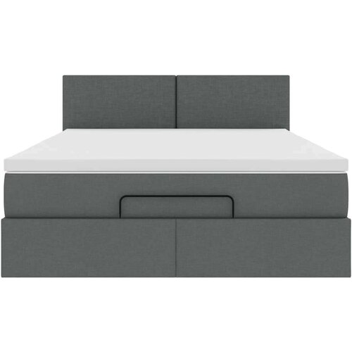 VidaXL Otomanski krevet s madracem i LED tamnosivi 140x190 cm tkanine Slike