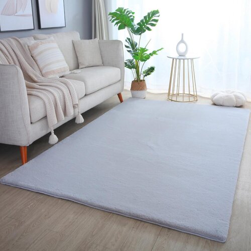 XXXL Preproga Z Visokim Florom Pouffy, Srebrna, 240x340cm Slike
