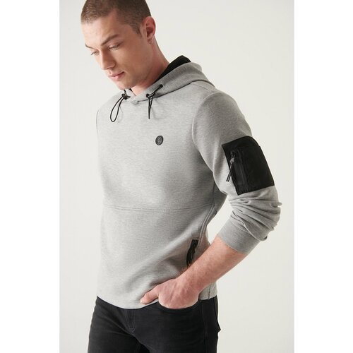 Avva Men's Gray Hooded Collar Scuba Fabric Standard Fit Normal Cut Sweatshirt Slike