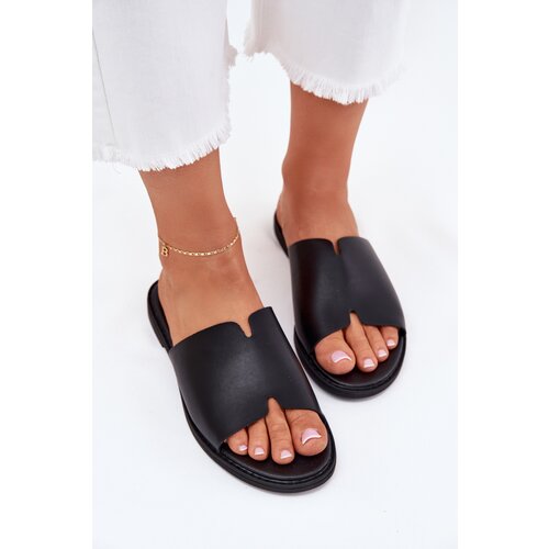 EVENTO Women's Eco Leather Slippers On Flat Heel Black Kalimira Cijene