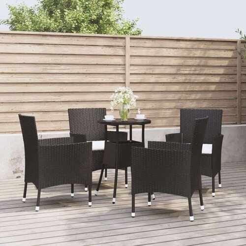 VidaXL 5-dijelni vrtni bistro set od poliratana s jastucima crni Slike