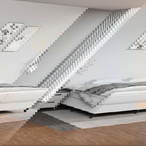 VidaXL Okvir za krevet s oprugama bijela 200x200 cm od umjetne kože Slike