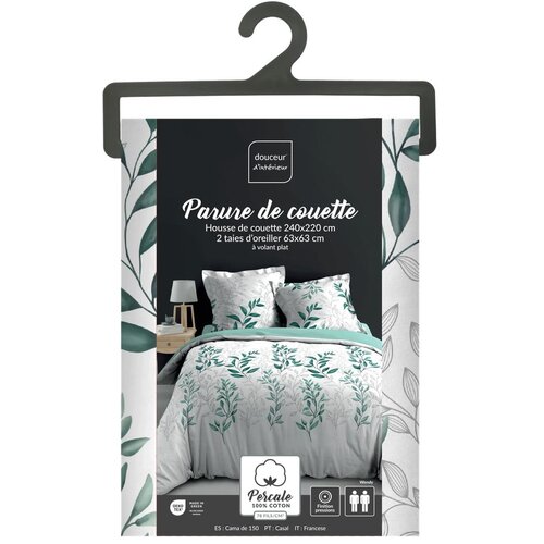 Douceur d int&amp;eacute;rieur Bela/zelena posteljnina za zakonsko posteljo/podalj&amp;scaron;ana iz bombažnega perkala 240x220 cm Wendy &amp;ndash; Slike