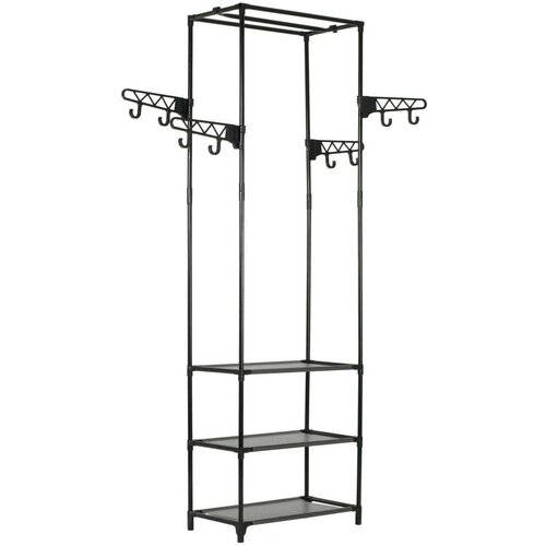  Stojalo za oblačila jeklo in netkano blago 55x28,5x175 cm črno, (20771640) Slike
