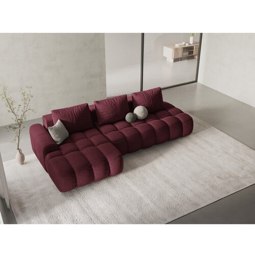 Cosmopolitan Design Bordo rdeča raztegljiva/s prostorom za shranjevanje kotna sedežna garnitura (levi kot/z ležalnikom) Linz &amp;ndash; Slike