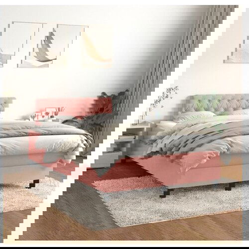 VidaXL Box spring krevet s madracem ružičasti 120 x 200 cm bar&amp;scaron;unasti Slike