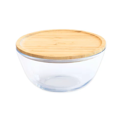 Pebbly Steklena posoda z bambusovim pokrovom - 0,77 l