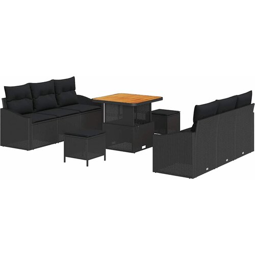  Sjedeća garnitura za vrt 9 kom. Crna poliratan 178 x 62 x 85 cm Slike