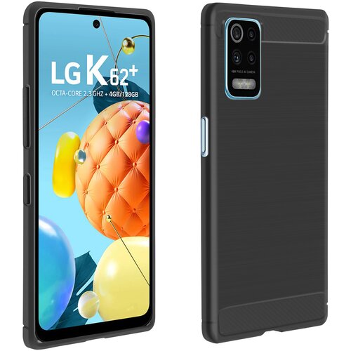 AVIZAR LG K62 / K52 Silikonski ovitek z ucinkom ogljika in bru&scaron;enega ucinka z ojacanimi vogali - crn, (20719308) Cene