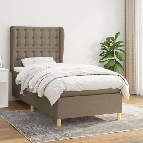  Box spring postelja z vzmetnico taupe 100x200 cm blago