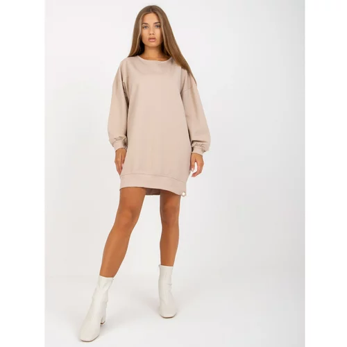 Fashion Hunters Basic beige tunic with long sleeves RUE PARIS
