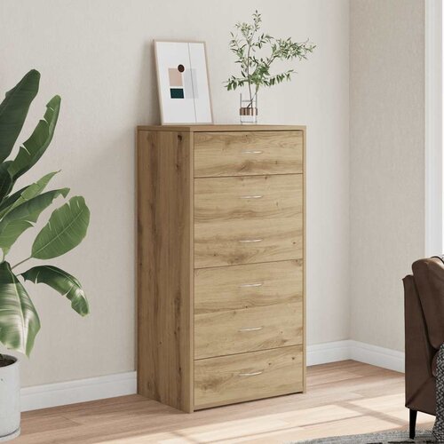VidaXL Komoda s 6 predali artisan hrast 50x34x96 cm iverna plo&amp;scaron;ča Slike