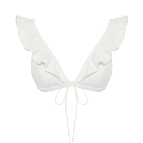 Trendyol Ecru Triangle Frilly Bikini Top Slike