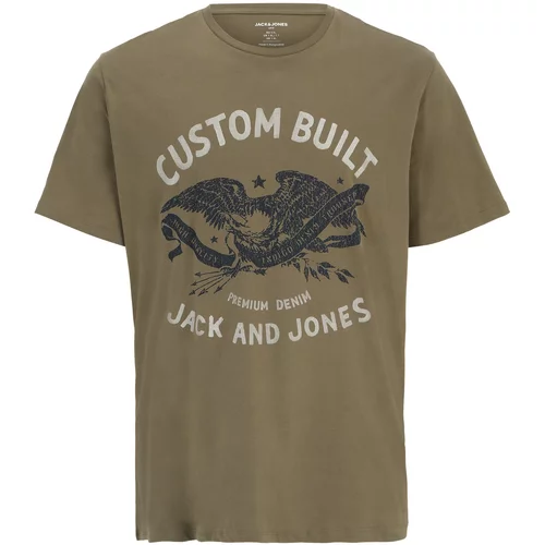 Jack & Jones Plus Majica 'FONNE' svetlo siva / oliva / črna