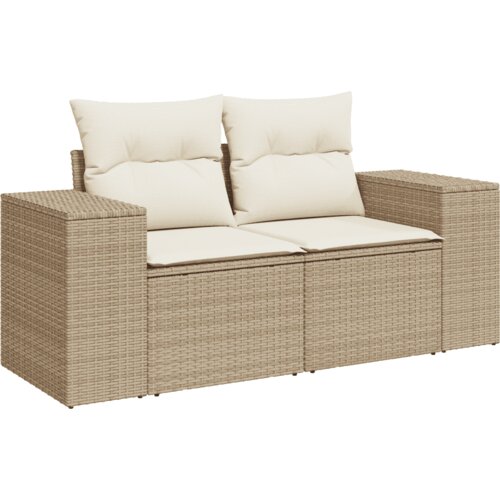  10-dijelni set vrtnih sofa s jastucima bež od poliratana 83 x 62 x 69 cm Slike