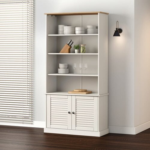  The Living Store Knjižna omara VIGO bela 85x35x170 cm trdna borovina - Knjižna Omara, (21431382) Cene
