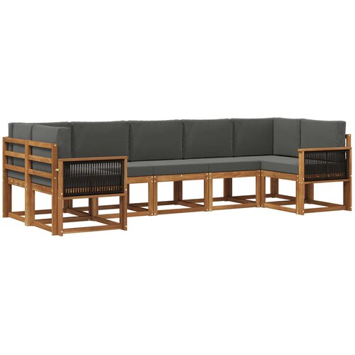 vidaXL Zunanja garnitura za sedenje 7 pcs Naravna in antracitna, (5000281637) Cene