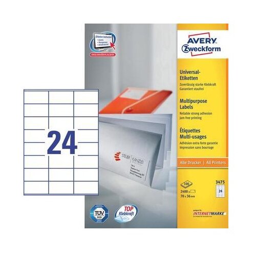 Avery Zweckform Univerzalne etikete 70 x 36 mm, 100/1 Slike