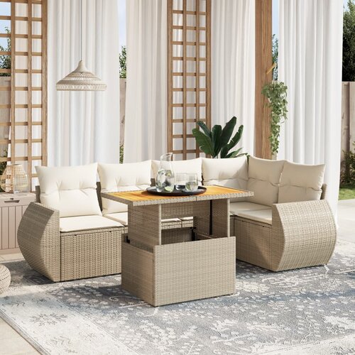 VidaXL 6-dijelni set vrtnih sofa s jastucima bež od poliratana Slike