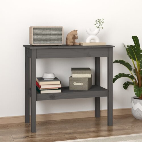 VidaXL Konzolna mizica siva 80x40x75 cm trdna borovina Slike