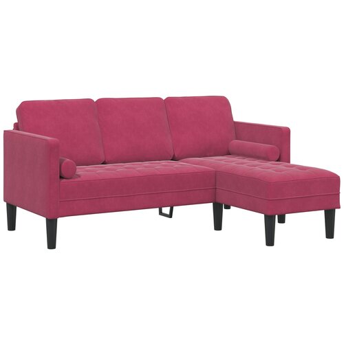 vidaXL 3-sjedalni kauč s ležajem u L obliku, vino crven, 160 cm, baršun Cijene
